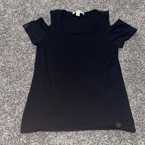 Michael Kors Cold Shoulder Black Short Sleeve Top Size Medium